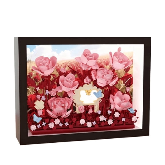Remocguys Mini Rose Picture Frame Building Set Compatible with Lego Botanical Easel Desk Decor Block for Adults