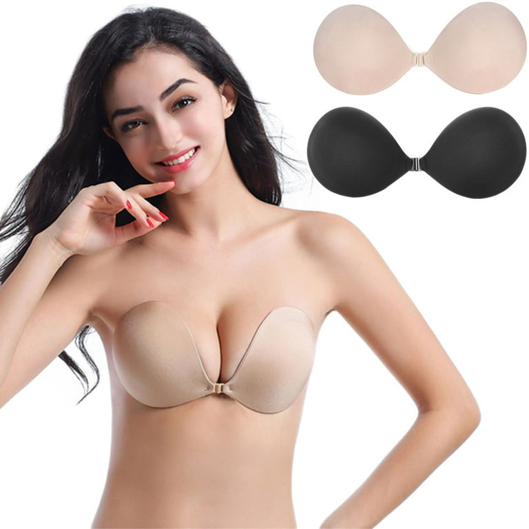 Wieysdoo Self-adhesive Sticky Bra Thin Strapless Push-Up Bra Invisible  Backless Nipple Covers Silicone Bra for Women 