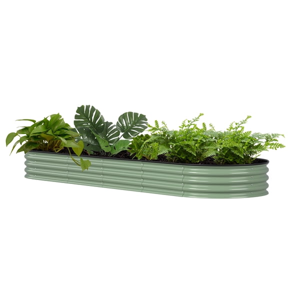 VEIKOUS 11.1"H Metal Raised Garden Bed, 9-in-1 Modular 8x2x1 ft Galvanized Planter Box, Cyan