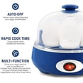thumbnail image 2 of EGC007CBL# Rapid Egg Cooker, 7 Easy-To-Peel, Hard, Medium, Soft Boiled Eggs, Poacher, Omelet Maker, Auto Shut-Off, Alarm, 16-Recipe Booklet, BPA-Free, Cobalt, 2 of 9