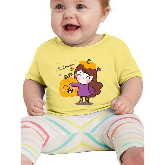 Cute Pumpkin Hat Girl T-Shirt Infant -Image by Shutterstock, 24 Months