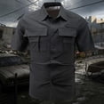 thumbnail image 2 of VSSSJ Men's Fishing Shirts with Zipper Pockets Quick Dry Short Sleeve Button Down Shirt Lightweight Casual Outdoor Hiking Work Shirts Black L, 2 of 8