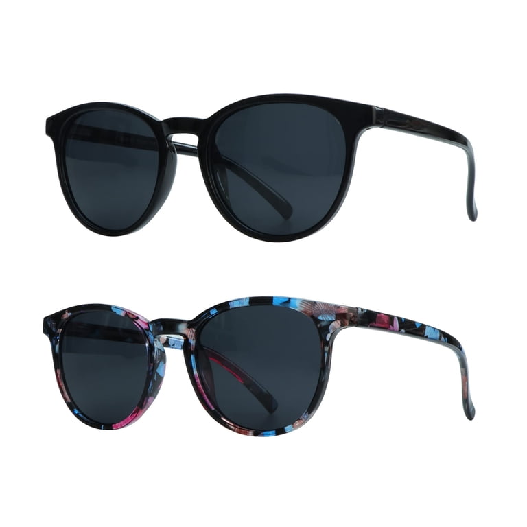 Women 2pcs Black/Grey+Floral/Grey Trendy Polarized Oversized Big Sunglasses MYIAUR Polarized Sunglasses for Women Trendy UV400 Protectio  main image 4