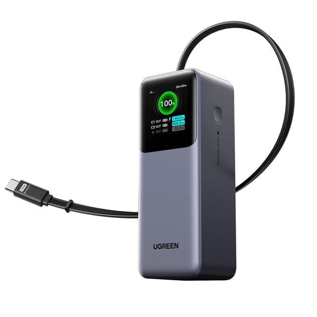 Banco de energía UGREEN Nexode de 20 000 mAh y 165 W con cable USB C integrado
