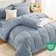 thumbnail image 3 of CozyLux Juego de edredón tamaño king azul grisáceo, 7 piezas, cama en una bolsa, edredón azul polvoriento, tamaño king, juegos de cama para todas las estaciones con edredón acolchado con puntadas, sáb, 3 of 8