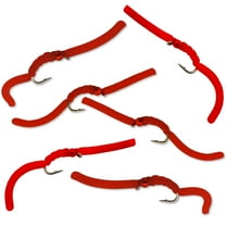 Thor Outdoor 6 Pc Squirmy Wormy Set, San Juan Red Size #12 - Wet Worm Fly Fishing Flies for Trout, Panfish, Bass