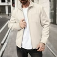 thumbnail image 2 of dGslk Men Casual Lightweight Zip Up Jacket Long Sleeve Stand Collar Outerwear with Chest Pocket for Daily Wear Khaki M, 2 of 2