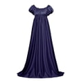 thumbnail image 4 of Oksale Empire Waist Gown Dresses for Women Formal Floor Length Evening Dress Elegant Puff Sleeve Gowns Renaissance Medieval Maxi Dresses Off the Shoulder Victorian Dress Dark Blue, 4 of 9