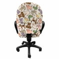 thumbnail image 3 of Animal Office Chair Slipcover, Cartoon Drawing Style Animals Pigeons Sheep Pig Farmland Inhabitants, Protective Stretch Decorative Fabric Cover, Standard Size, Brown Beige, by Ambesonne, 3 of 5