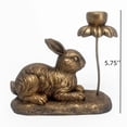 thumbnail image 3 of Rirozkan Easter Bunny Candle Holder, Resin Vintage Candlestick, Reclining Rabbit with Flowers, Gold Accent Table Decor, Rustic Home Accent for Mantle Shelf Spring Party Dining Table Decor, 3 of 6