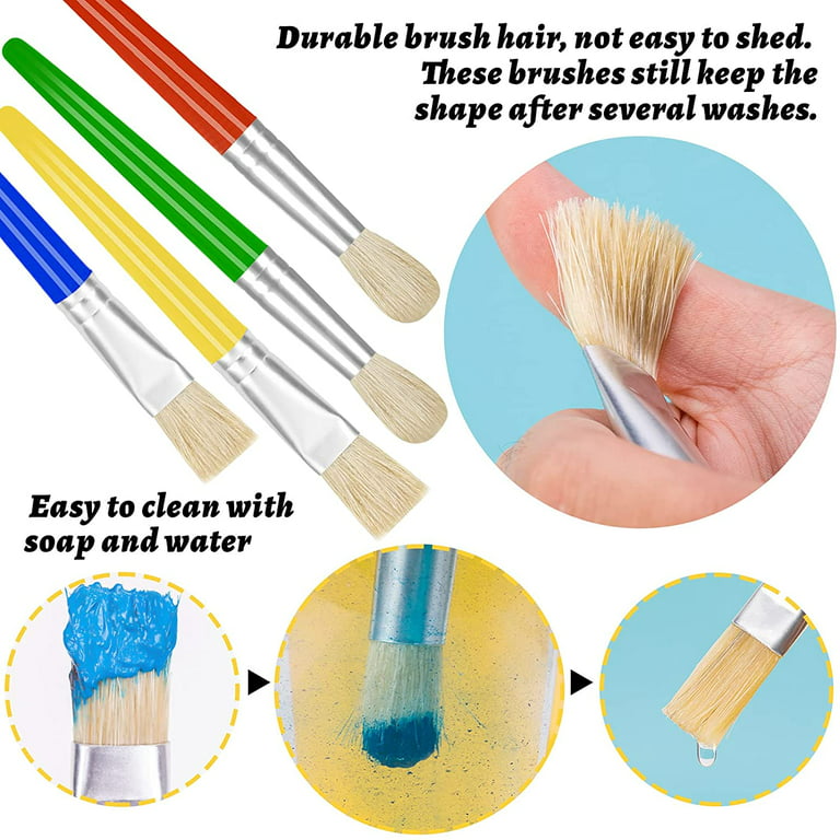 Paint Brushes for Kids, 8Pcs Easy to Grip & Clean Toddler Paint Brushes -  No Bristle Came Off - Big Round Chubby Colorful Preschool Paint Brushes for
