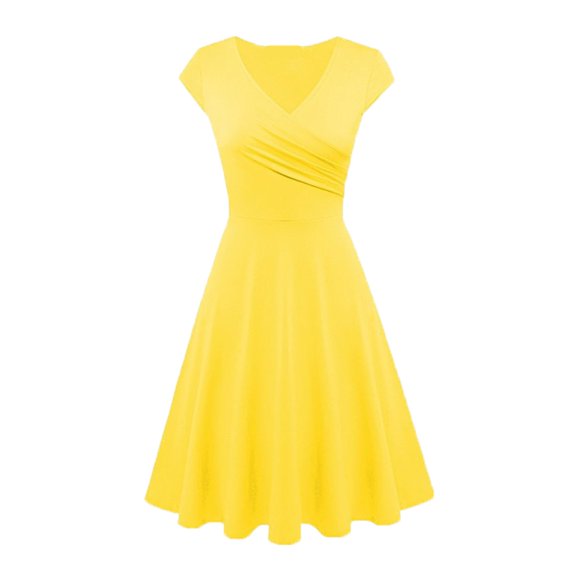 TQWQT Women's Wedding Guest Dress Elegant Vintage Cotton Casual Flared A-Line Swing Party Cocktail Dresses