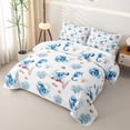 thumbnail image 3 of Castle Fairy Soft Watercolor Octopus Seahorse Bed Spread Queen,Coral Seashell Aquatic Pattern Queen Coverlet Set,Sky Blue, 3 of 7