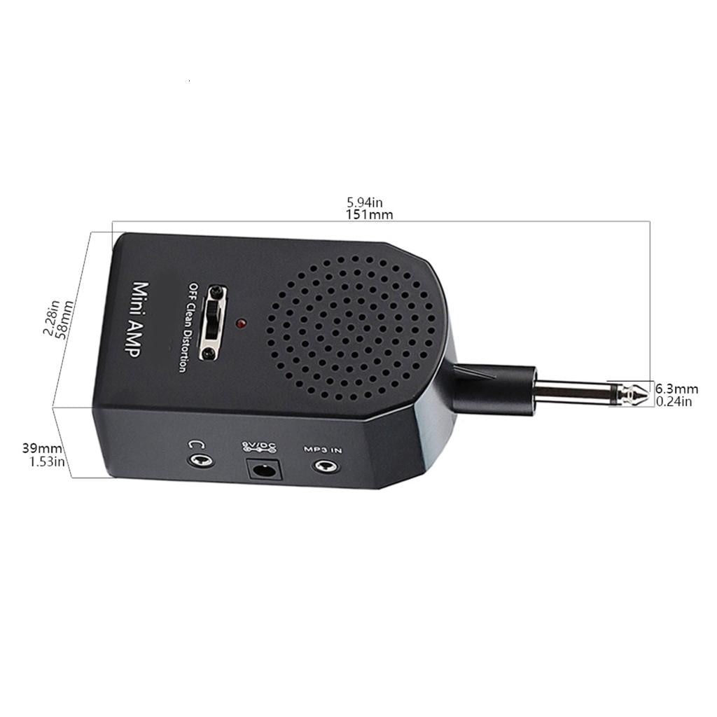 Compact Black Guitar Amplifier Light Weight Portable Guitar Headphone Amp