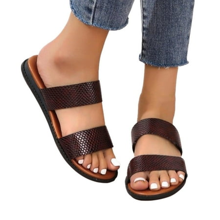 

Women Sandals Clearance 2023! Pejock Women s Flat Sandals Extremely Comfy Slides Sandals Flat Shoes Beach Sandals Non-Slip Causal Slippers Summer Athletic Outdoor Beach Sandals