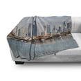 thumbnail image 3 of Modern Soft Flannel Fleece Blanket, Qatar City Skyline at Dhow Middle Eastern Coast with Ships Skyscrapers View, Cozy Plush for Indoor and Outdoor Use, 70" x 90", Pale Blue Cinnamon, by Ambesonne, 3 of 6