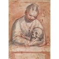 thumbnail image 2 of Alessandro Casolani 18x24 Black Ornate Framed Double Matted Museum Art Print Titled: St Mary Magdalen with a Skull in Her Arms (1552 - 1607), 2 of 5