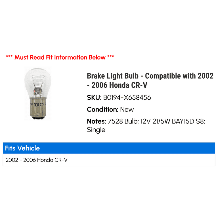 Brake Light Bulb Compatible with 2002 2006 Honda CR V 2003