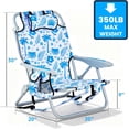 thumbnail image 2 of Portable Beach Chair for Adults, Outdoor Camping Chair Lay Flat Folding Backpack Beach Reclining Chair with 5 Positions, Headrest, Cup Holder, Heavy Blue Coconut Tree, 2 of 13