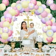thumbnail image 4 of Wildflower Baptism Theme Decorations for Girls, God Bless Mi Bautizo Christening First Communion Cross Pastel Balloons Garland Arch Kit Backdrop Party Supplies, 4 of 6