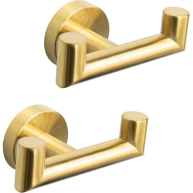 2 ganchos para puerta doble, ganchos para toallas de baño, atornillados en acero inoxidable SUS 304, resistentes, para batas y abrigos, montados en la pared.
