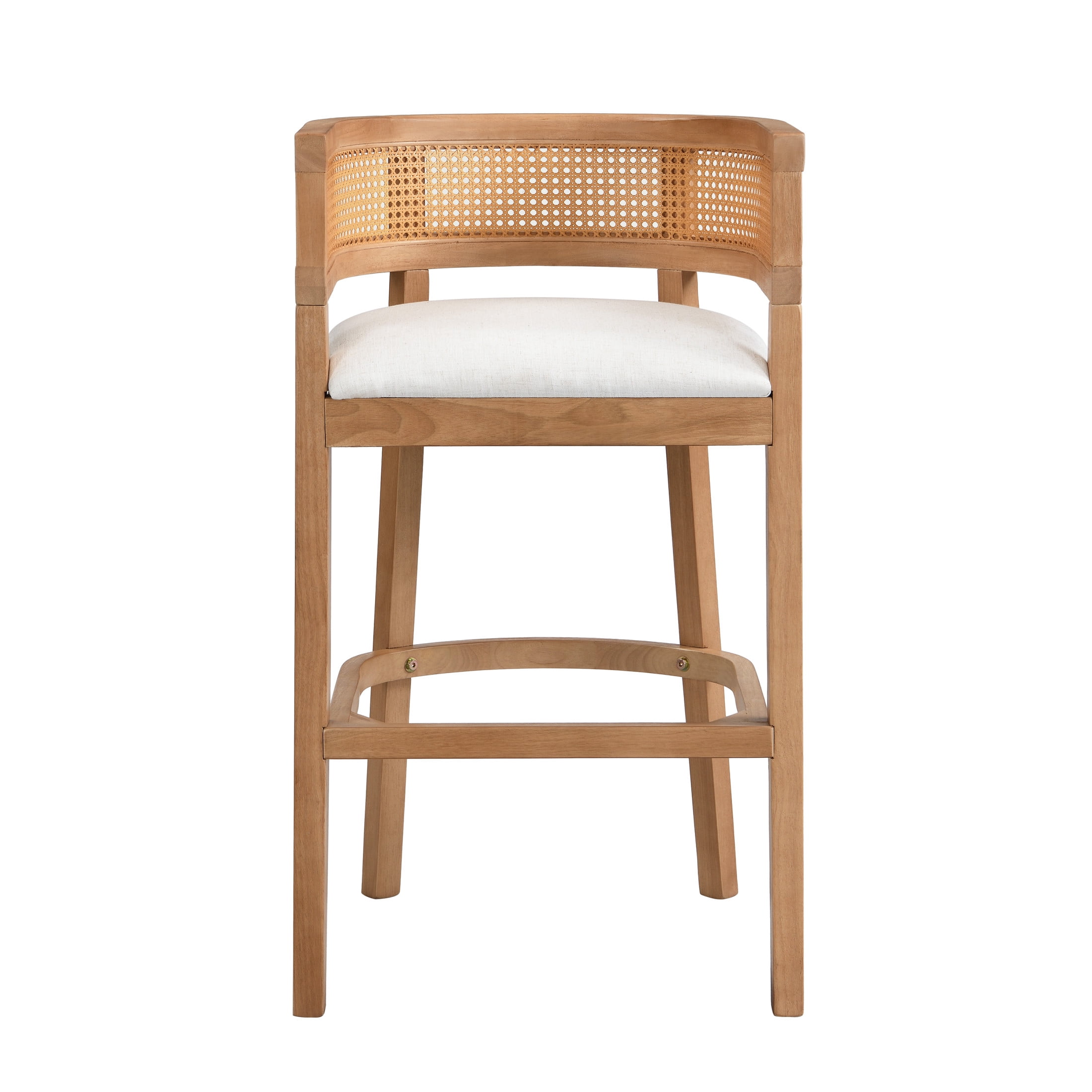 Christopher Knight Home 29.5" Upholstered Bar Stools, Wood Frame with Rattan Back, Natural, Set of 2