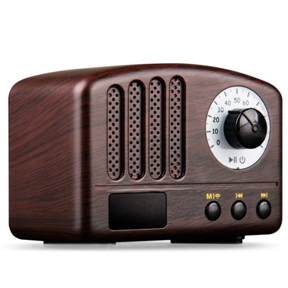 udstrømning Stærk vind servitrice Retro Radio- Portable Speaker Classic Vintage Style Mini Size Bluetooth  Speaker with FM Radio(Wood Color) - Walmart.com