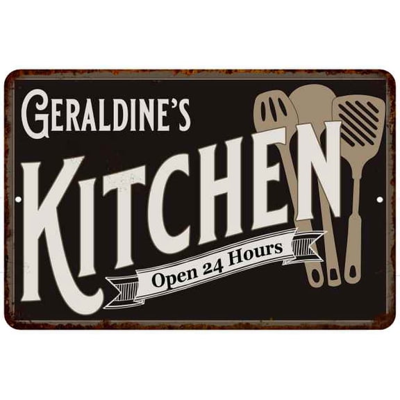 Geraldine's Kitchen Sign Metal Wall 8 x 12 High Gloss Metal 208120019164