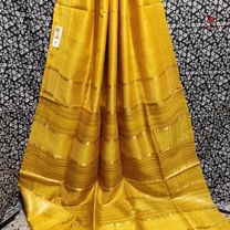 Tuscan Yellow Handwoven Pure Tussar Ghicha Silk Saree