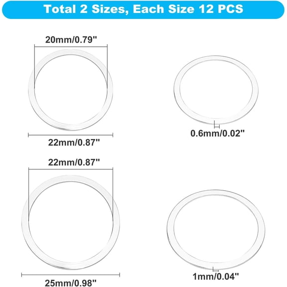 1 box 304 Stainless Steel Linking Rings Ring Silver 22~25x0.6~1.2mm 24pcs/box
