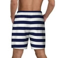 thumbnail image 4 of Daiia Navy Blue And White Stripes Mens Swim Trunks Swim Shorts Quick Dry Swim Shorts with Mesh Lining Pockets-Small, 4 of 9