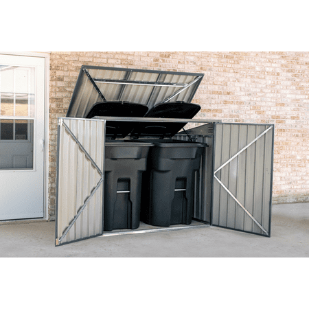 

Cover-It 6x3 Metal Outdoor Galvanized Steel Storage Shed with Swinging Lockable Doors for Backyard or Patio Storage of Trash Cans Charcoal Garbage Cans
