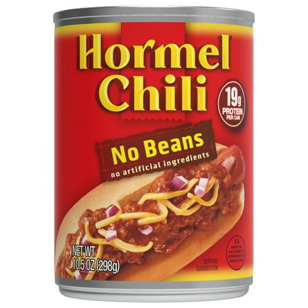 HORMEL Chili, Beef and Pork, No Beans Canned Chili, Shelf-Stable, 10.5 oz Steel Can