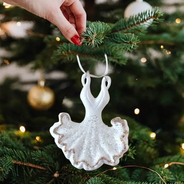 Puntoco Colgante de acrílico blanco navideño Colgante de árbol de Navidad con purpurina Liquidación de adornos de decoración interior y exterior en Navidad