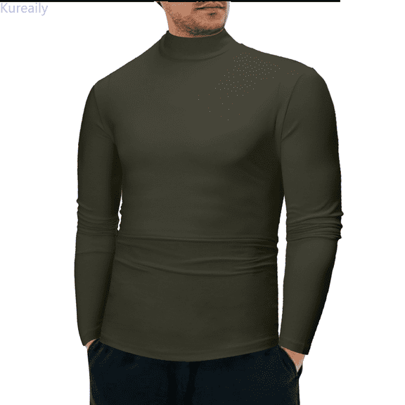 Kureaily Mens Fashion T-Shirts Undershirts Thermal Underwear Tops Half Turtleneck Short Sleeve Slim Fit Basic Pullover Tees