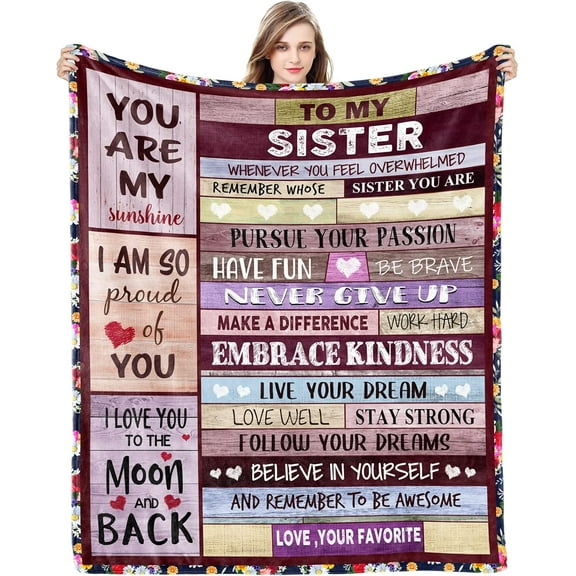 Blanket to Sister Birthday Gifts from Sister Gifts for Sister from Sister Blankets Present for Birthday Christmas Valentines from Sister Brother