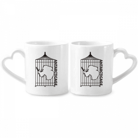 

Map Cage Continent Antarctica Couple Porcelain Mug Set Cerac Lover Cup Heart Handle