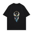 thumbnail image 4 of Dreamcatcher Print T Shirt Black Floral And Feather Design For Casual Wear, 4 of 4