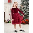 thumbnail image 6 of IBTOM CASTLE Toddler Baby Girls Velvet Tutu Dress Long Sleeve Princess Christmas Birthday Party Wedding Pageant Communion Dresses Fall Winter Clothes 3-4 Years Wine Red, 6 of 8