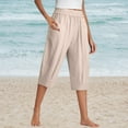 thumbnail image 2 of Women's Linen Pants Women'S Cotton And Linen Cropped Pants For Women In Summer Loose Large Size Linen Elastic Waist Small Feet Harem Pants Versatile Casual Pants Casual Cropped Pants, Women's Casual P, 2 of 6