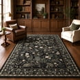 thumbnail image 5 of Moynesa 5'x7' Area Rugs for Living Room, Black Botanical Floral Washable Rugs for Bedroom Non-Slip Soft Modern Natural Rugs for Dining Room, Stain Resistant Accent Carpet for Dorm Apartment, 5 of 9
