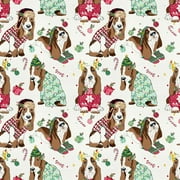 The Pioneer Woman 21" x 18" Cotton Dogs in Pajamas Precut Sewing & Craft Fabric, White