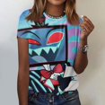 thumbnail image 1 of Hazbin Hotel Moda Casual Mujer Impreso Cuello Redondo Manga Corta Camiseta Top Azul/3XL, 1 of 5