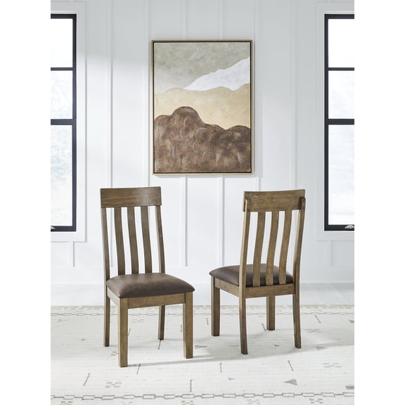 Signature Design by Ashley Vallister Dining Upholstered Side Chairs, Set of 2, Light Brown Faux Leather Seats
