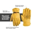 thumbnail image 2 of HOMEIORA Leather Work Gloves for Men - Heavy Duty, Leather, Abrasion & Puncture Resistant - Adjustable Wrist, Gunn Cut Design, Ideal for Ranching, Farming, Construction, S, Yellow, 2 of 7