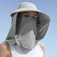 thumbnail image 2 of Xfvqtps Men and Women Visor Hat with Mask Wide Brim Hat Sunshade UV Protection Removable Solid Color Breathable Summer Sun Hat Gray, 2 of 9