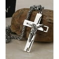 Men's Stainless Steel Cross Crucifix Bible Prayer Pendant Necklace 22+2