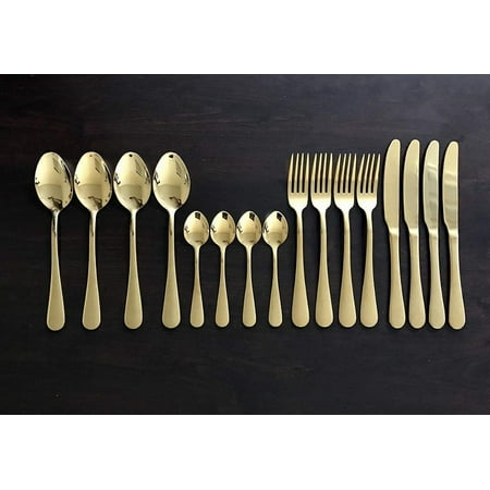 Elegantoss 16pcs Stainless Steel Flatware Tableware Gold Colored ...