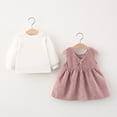 thumbnail image 4 of Diufon Baby Girls Dress Outfits Cute Long Sleeve Mesh Blouse Tops & Corduroy Wide Strap Pleated Dress Birthday Set, 4 of 7