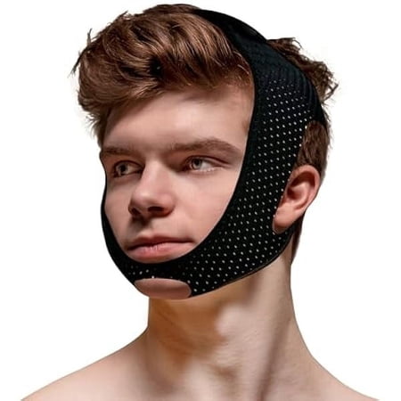 WEEKS Chin Strap for Sleeping, Chin Strap for CPAP Users, Jaw Strap for Sleep Apnea, Adjustable & Breathable Chin Strap, Anti Snoring Devices,Snore Stopper for Men and Women, (Black/L)